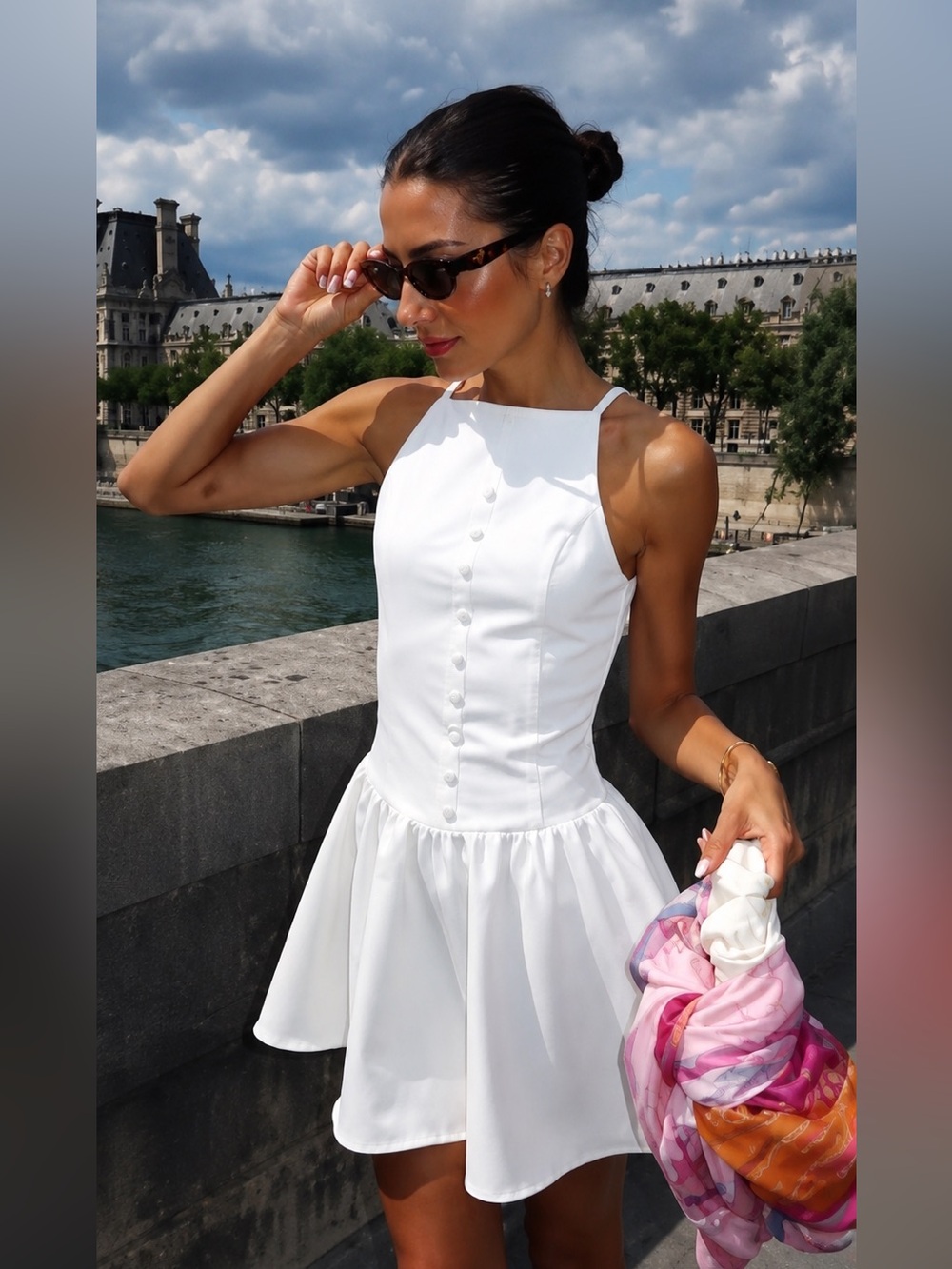 Zara short summer white ivory dress S